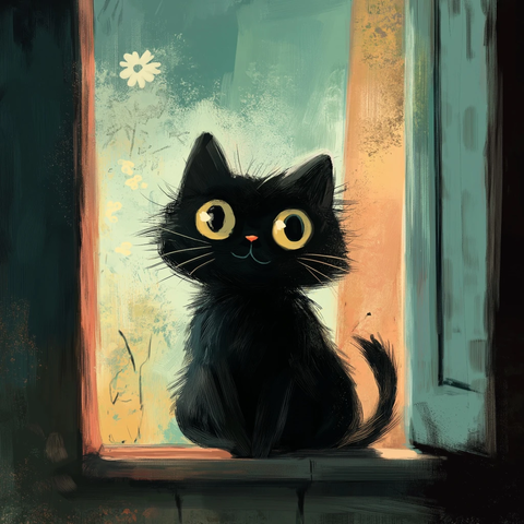 猫插画表现主义风格