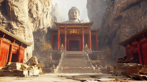 山间大佛建筑壮观景象