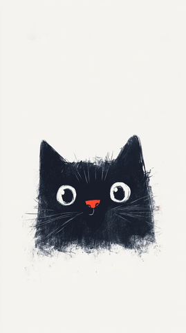 黑猫表情可爱简笔画