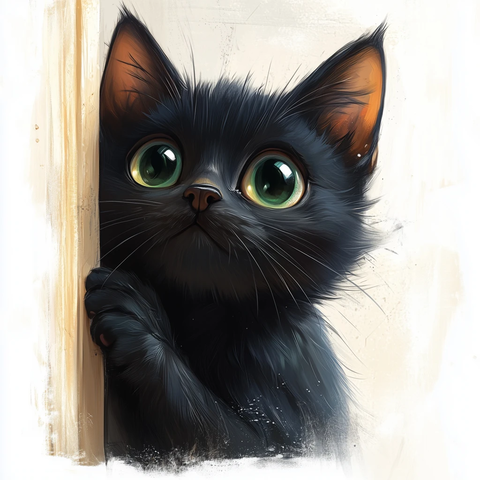 黑猫绿眼竖耳举爪