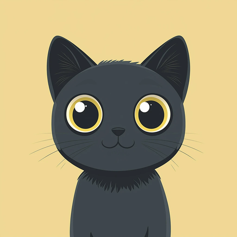 卡通猫半身像玩味微笑