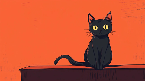 黑猫自我介绍卡通插画