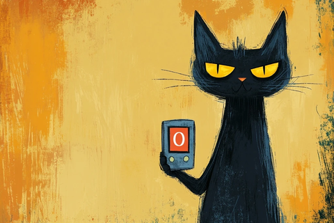 站立黑猫手持红色零刻度表