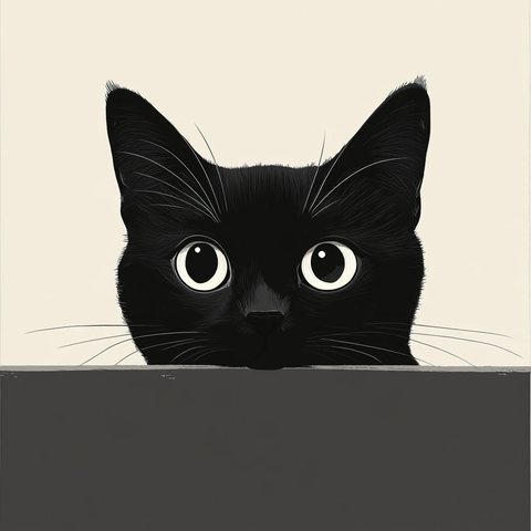 黑猫探头眼神俏皮