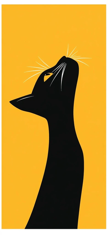 黑猫头卡通简约插画