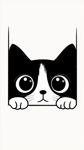 害羞猫眼大眼睛简约插画