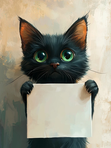 黑猫绿眼举白牌