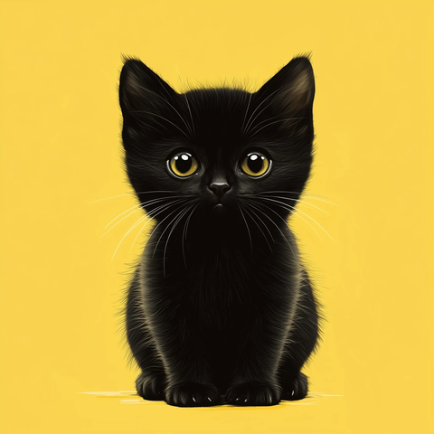 黑猫黄底简约插图