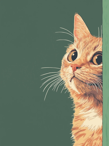 绿墙后偷看的萌猫