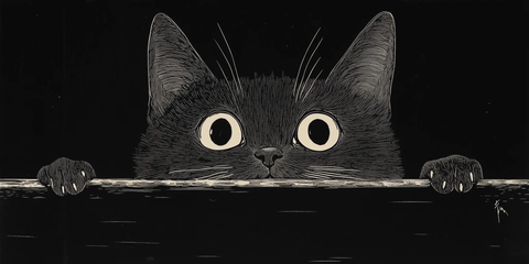 黑猫俯视打开的拉链