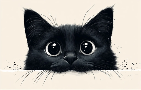 黑白简笔猫头矢量图