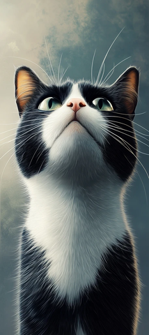 黑白猫咪魔法卡牌插画