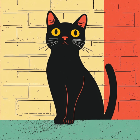 猫咪街头艺术插画