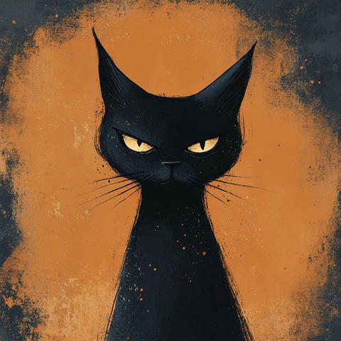 黑色瘦猫严肃表情