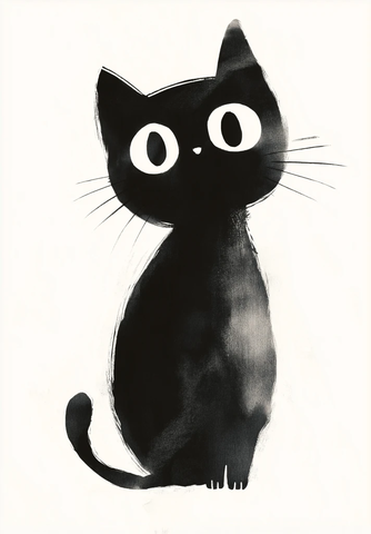 立姿猫形图柔曲尾飞扬