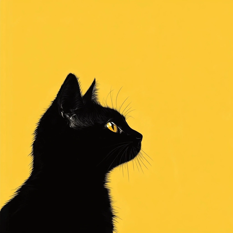 黑猫黄底吉卜力风格