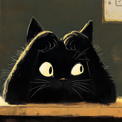 黑猫教室前爪托头可爱姿态