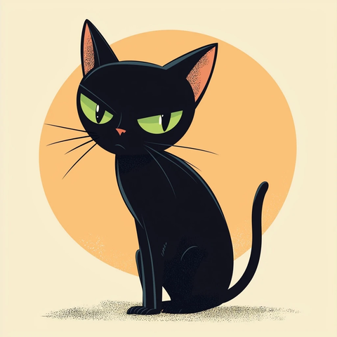 黑猫绿眼忍者插画