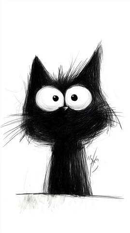 黑白线条简单涂鸦艺术