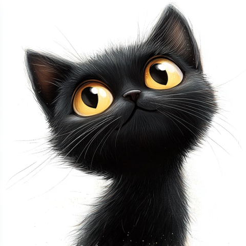 黑猫黄眼睛抬头望