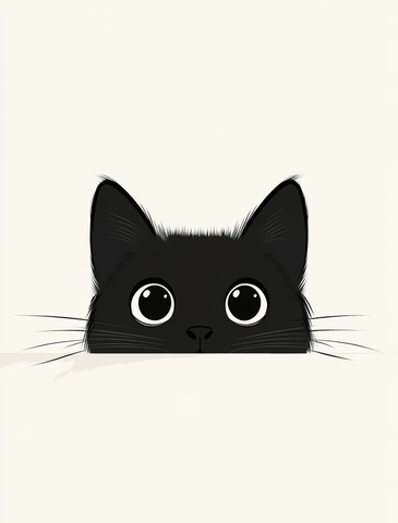 黑色猫咪从底部探出头