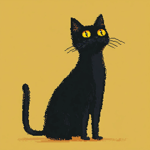 黑猫棕斑点像素艺术