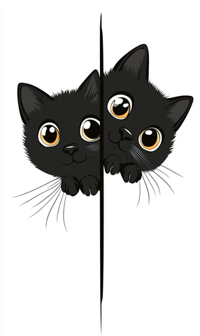 猫咪轮廓贴纸角落实物