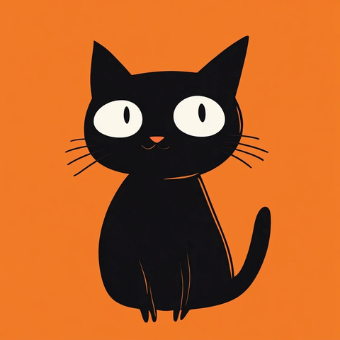 万圣节可爱黑猫插画