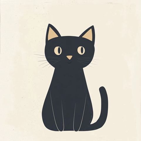 简单形状绘制白色背景猫