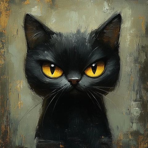 黑猫黄眼严肃凝视