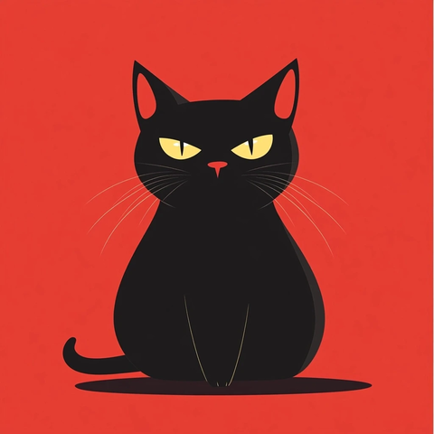 黑猫肖像矢量插画