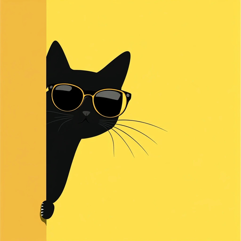 躲墙后戴墨镜的猫