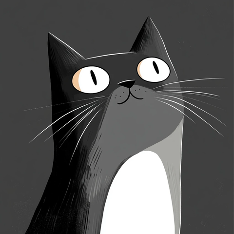 滑稽猫脸简约插画