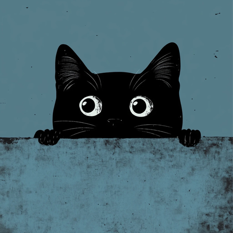 猫咪跃墙好奇探头