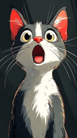 卡通猫头惊奇表情