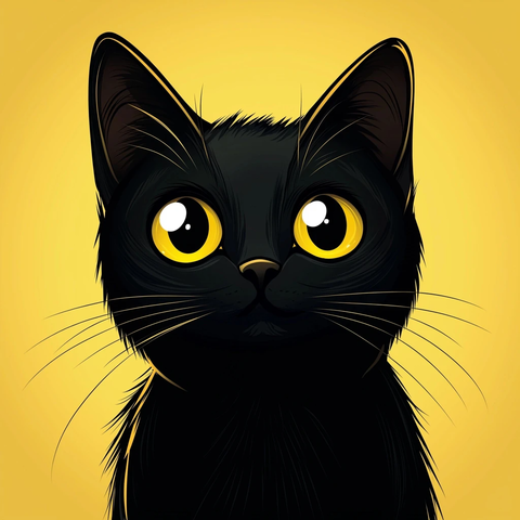 黑猫卡通风格插画