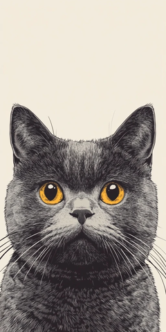 英短猫正面肖像插画