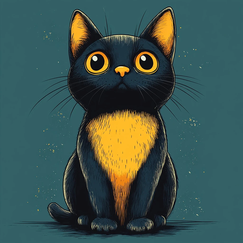 蓝色背景猫全身涂鸦