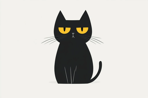 黑猫回头看简约插画
