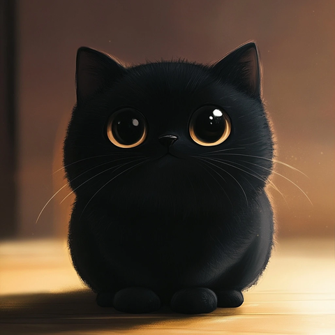 黑猫大尾巴圆脚掌