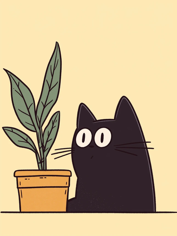 黑猫隐藏底部卡通风格