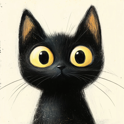 黑猫面部特写图案