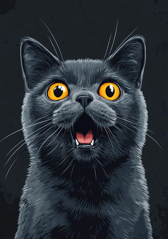 惊讶英短猫插画