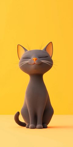 调皮猫翘尾微笑