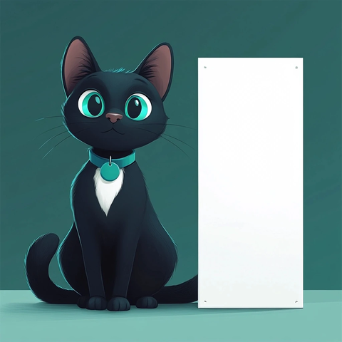 黑猫拿索与空白标志牌