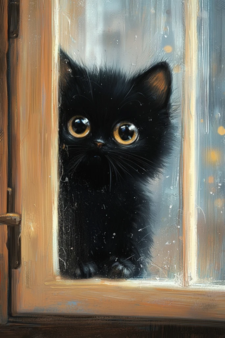 黑猫阳台窥视公寓