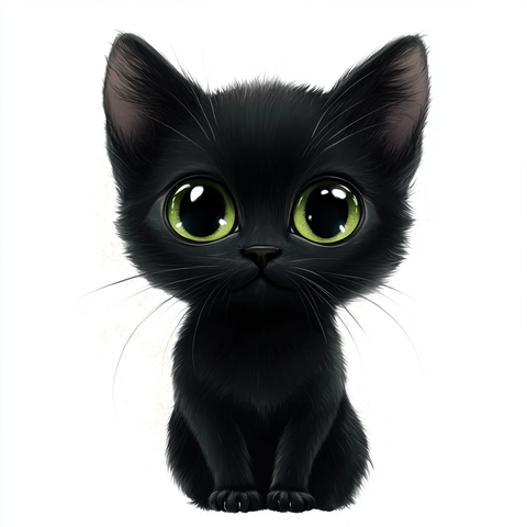 黑猫绿眼直视前方