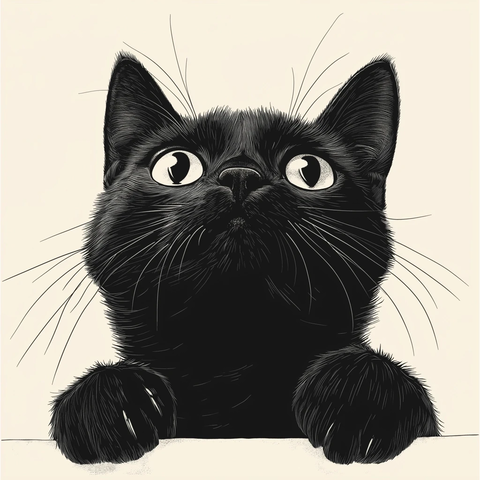 黑猫前爪搭边缘凝视前方