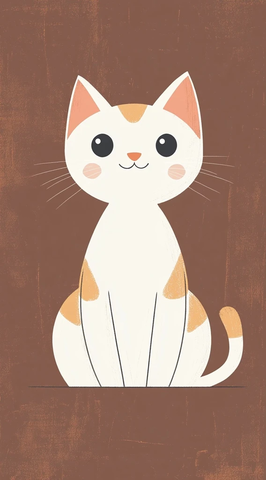 白色条纹猫坐姿插画