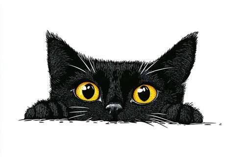 黑猫刺绣贴纸图案